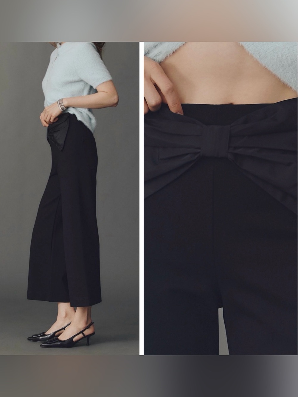 Anthropologie Maeve The Colette Bow-Waist Crop Wide-Leg Pants, Size 27
